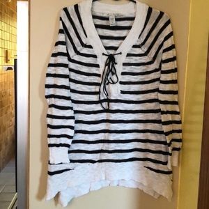 American Rag  maternity lace up v neck sweater